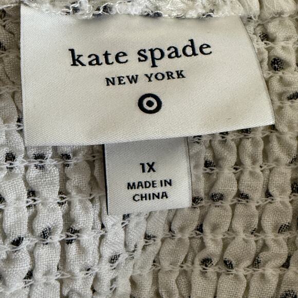 Kate Spade New York X Target Cream Black Mini Polka Dot Linen Baby Doll Tank Top - Picture 5 of 12
